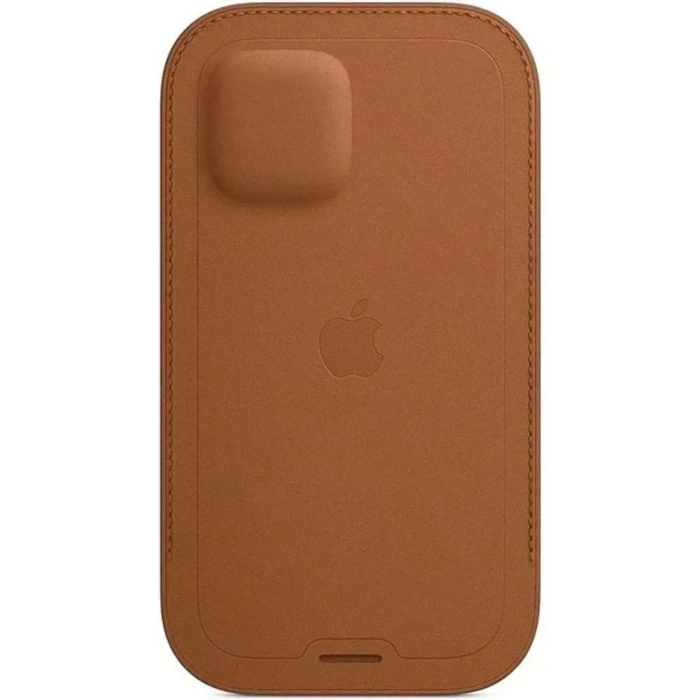 NEW Apple Leather Sleeve Case with MagSafe for iPhone 12 & 12 Pro - Saddle Brown